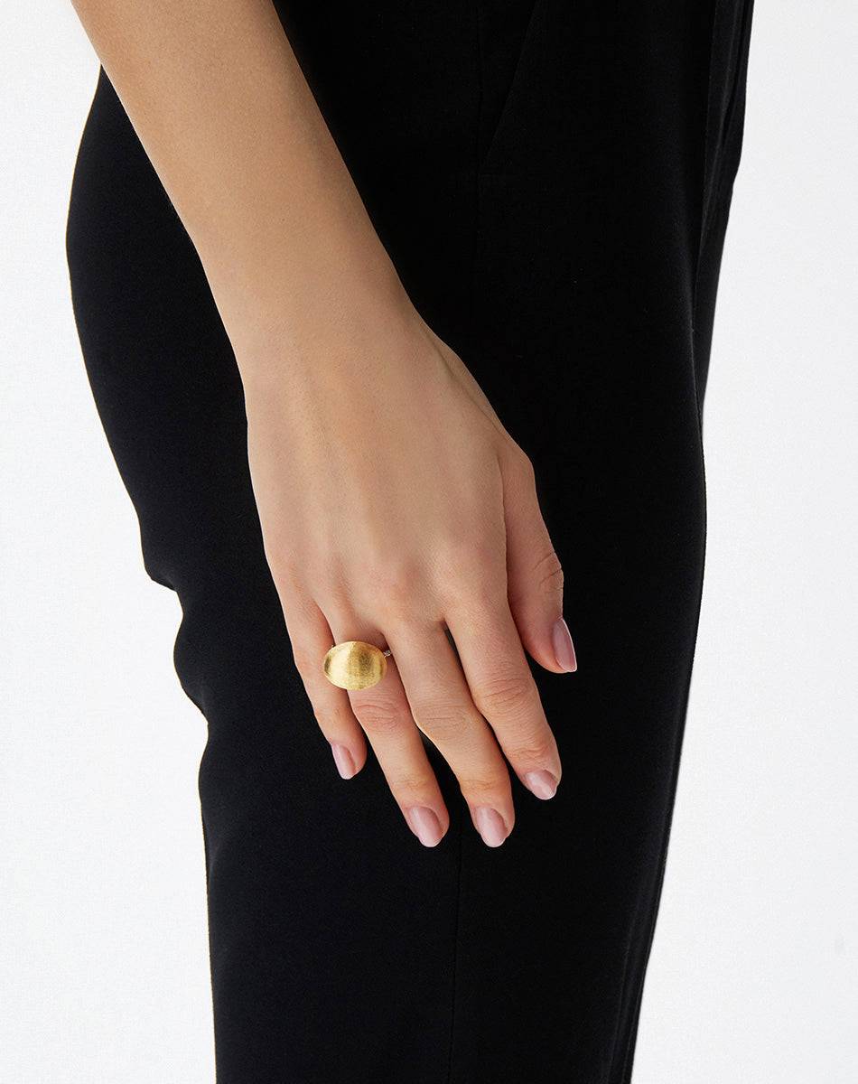 Nanis Anello "Boules" in oro inciso e diamanti (grande) – Nanis Italian Jewels Vendita Calda
