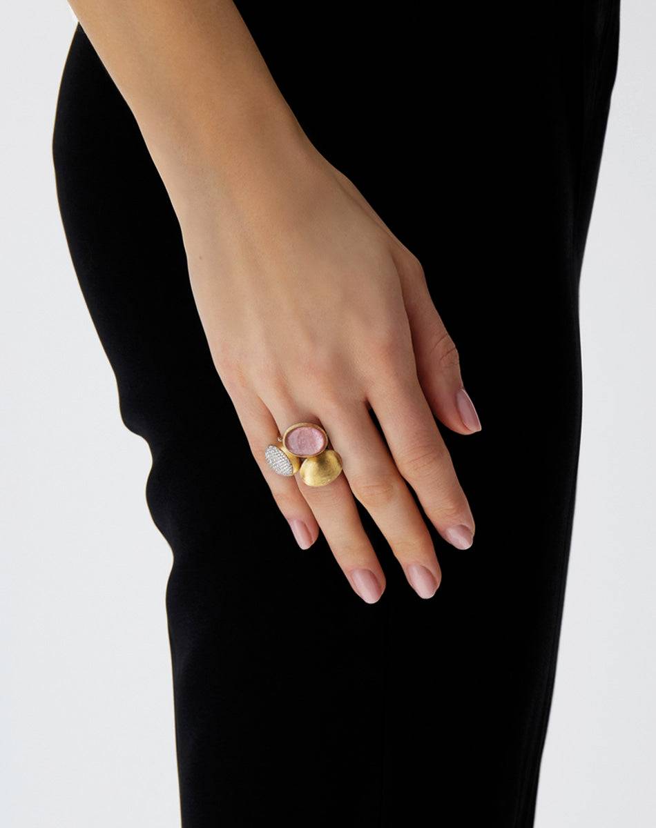 Nanis Anello "Boules" in oro inciso e diamanti (grande) – Nanis Italian Jewels Vendita Calda
