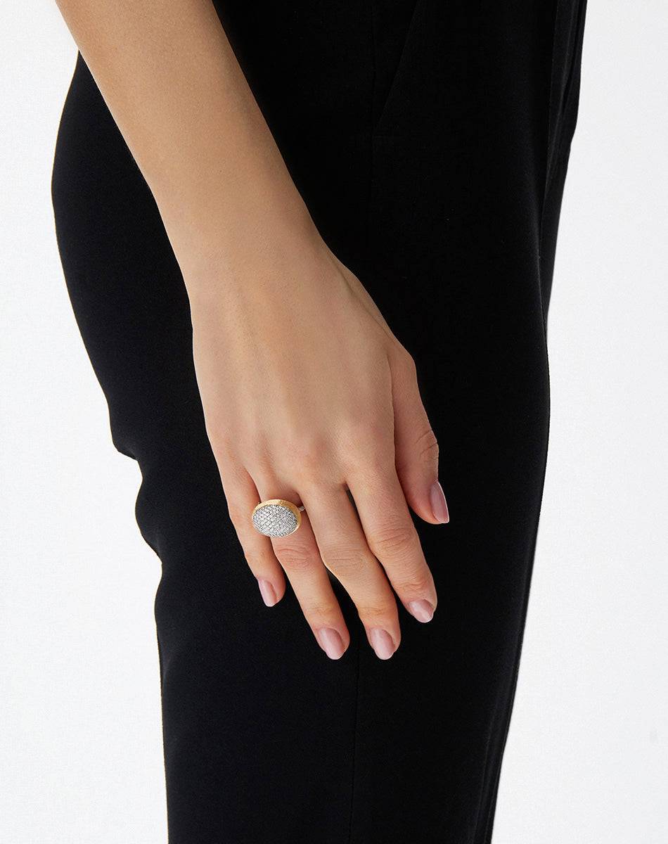 Nanis Anello "Boules" in oro inciso e pavè di diamanti (grande) – Nanis Italian Jewels I Più Venduti
