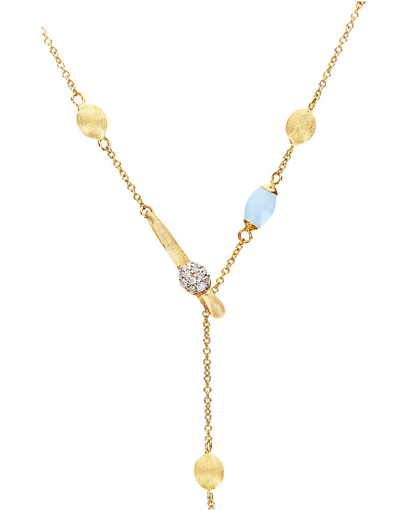 Nanis Collana lariat "SOFFIO" in oro, diamanti e acquamarina – Nanis Italian Jewels 2025