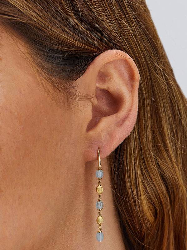 Nanis Orecchini "DANCING AZURE" pendenti in oro e acquamarina – Nanis Italian Jewels In Linea