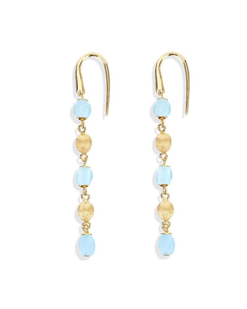 Nanis Orecchini "DANCING AZURE" pendenti in oro e acquamarina – Nanis Italian Jewels In Linea