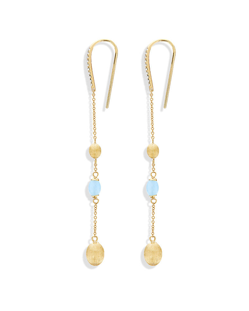 Nanis Orecchini "DANCING AZURE" pendenti per tutti i giorni in oro e acquama – Nanis Italian Jewels Nuovo