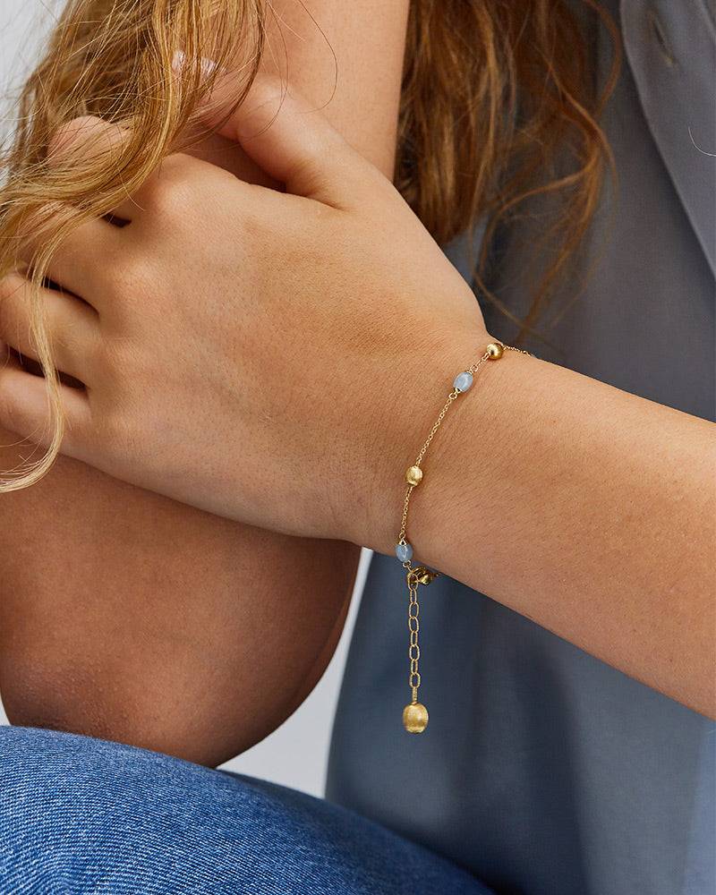 Nanis Bracciale "DANCING AZURE" minimale in oro e acquamarina – Nanis Italian Jewels Vendita
