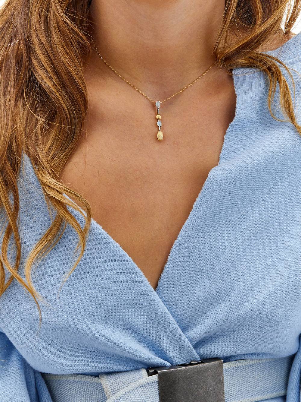 Nanis Collana "DANCING AZURE" pendente con ciondolo in oro, barrette di diam – Nanis Italian Jewels Promozione