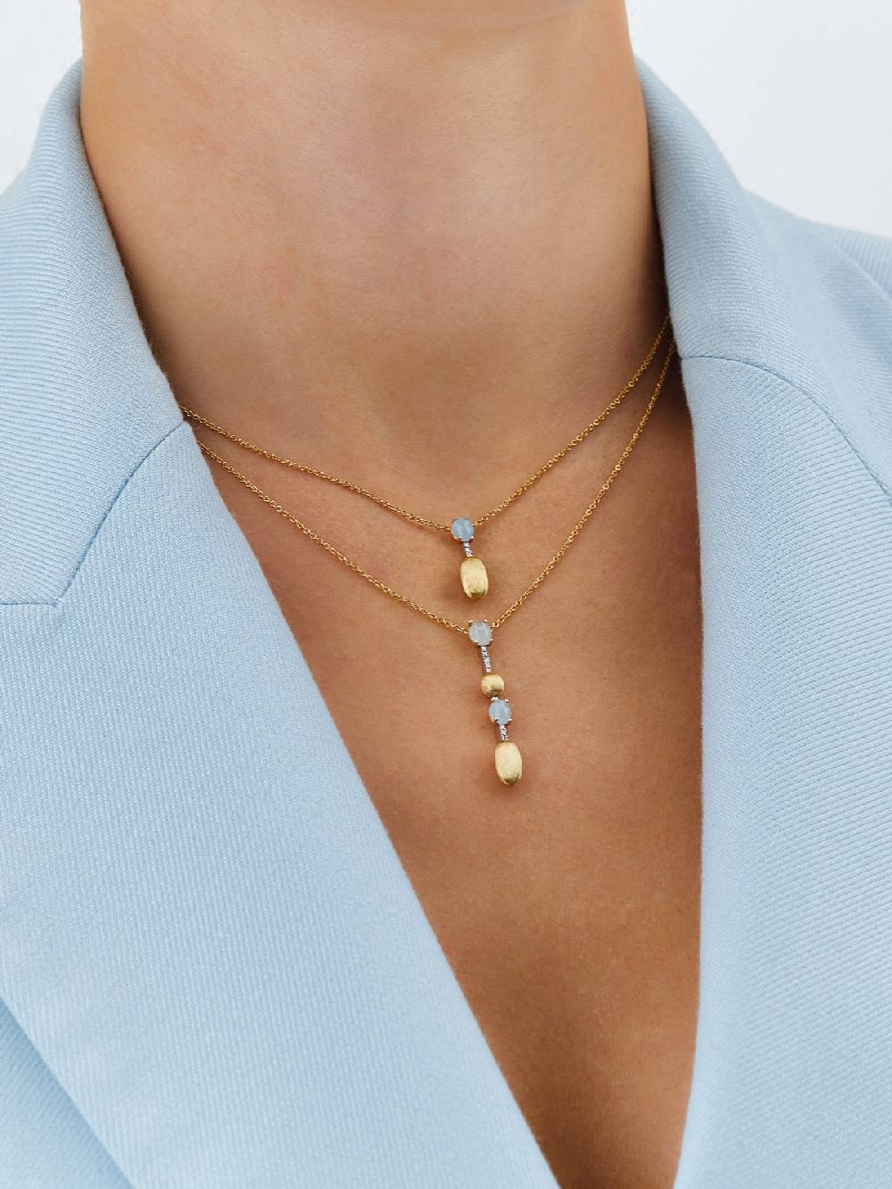 Nanis Collana "DANCING AZURE" pendente con ciondolo in oro, barrette di diam – Nanis Italian Jewels Spedizione Gratuita