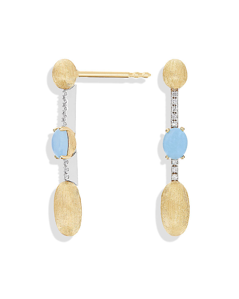 Nanis Orecchini "DANCING AZURE" pendenti con boules in oro, barrette di diam – Nanis Italian Jewels Pezzi Unici