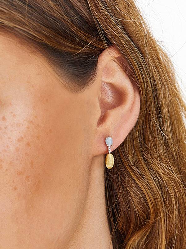Nanis Orecchini "DANCING AZURE" pendenti con boules in oro, diamanti e acqua – Nanis Italian Jewels Soddisfazione Garantita