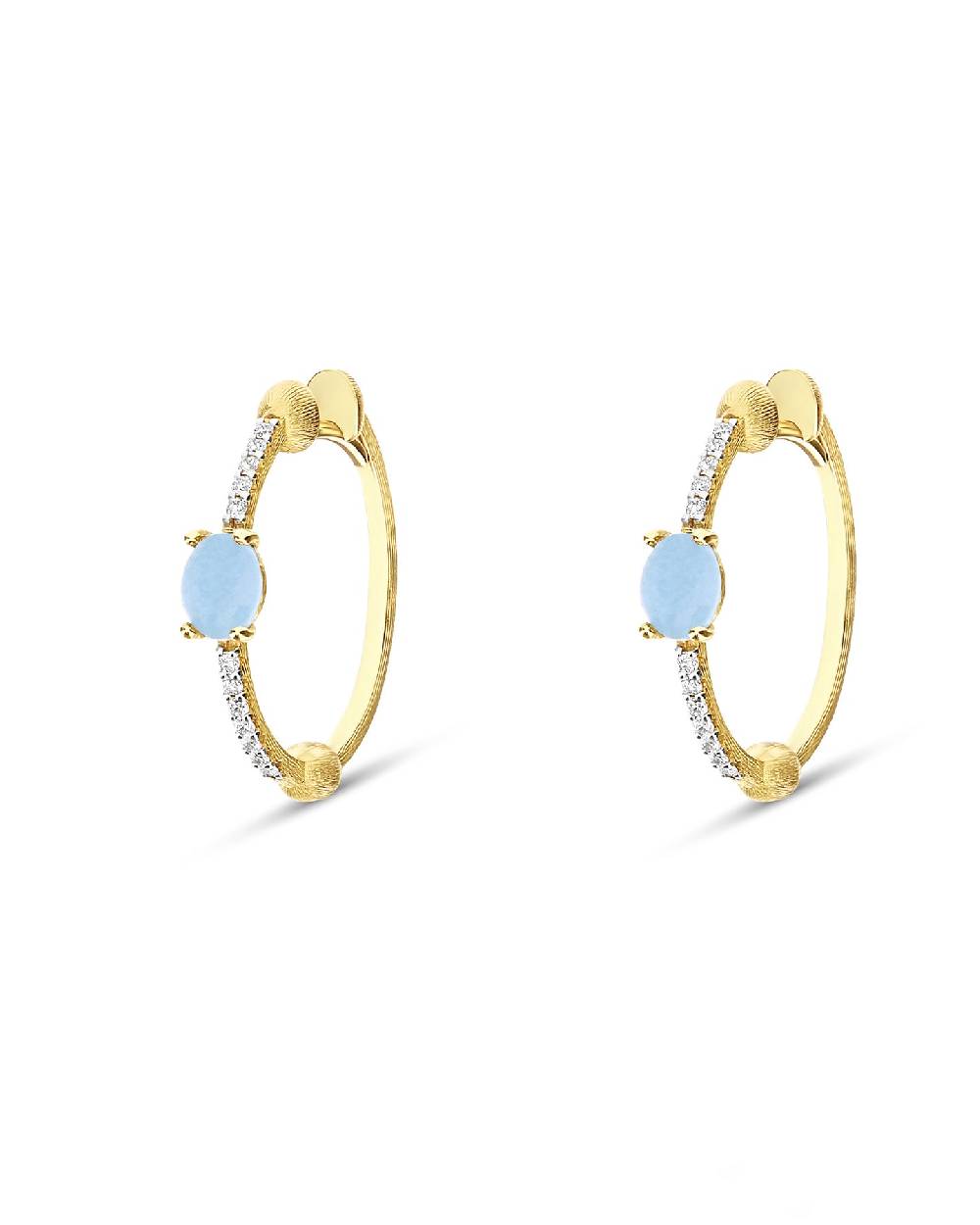 Nanis Orecchini a cerchio "DANCING AZURE" in oro, diamanti e acquamarina – Nanis Italian Jewels Acquista Ora