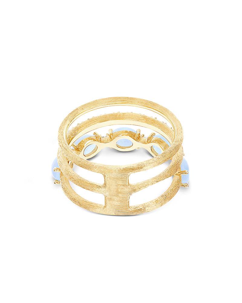 Nanis Anello "DANCING AZURE" a tripla fascia in oro, diamanti e acquamarina – Nanis Italian Jewels Fino Al -60%