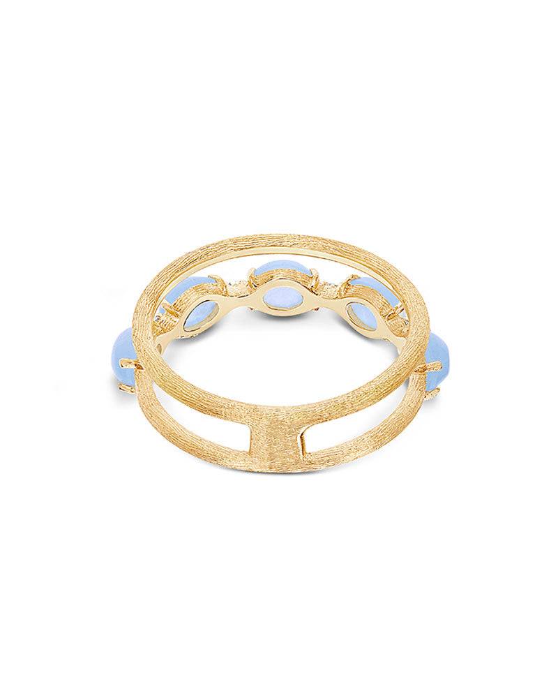 Nanis Anello "DANCING AZURE" a doppia fascia in oro, diamanti e acquamarina – Nanis Italian Jewels Shopping Online