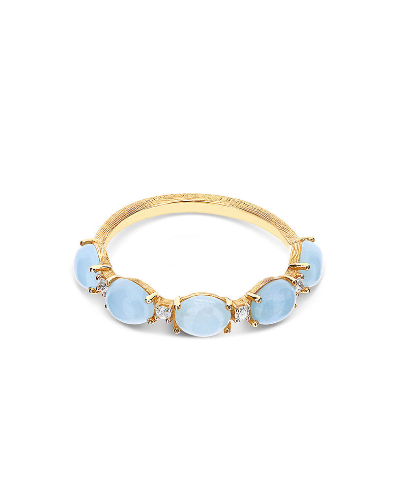 Nanis Anello "DANCING AZURE" con boules in oro, diamanti e acquamarina – Nanis Italian Jewels Affare Del Giorno