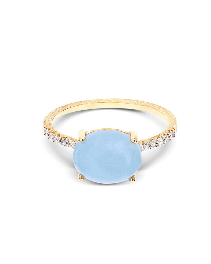 Nanis Anello "DANCING AZURE" impilabile in oro, diamanti e acquamarina (gran – Nanis Italian Jewels Prezzo Ridotto