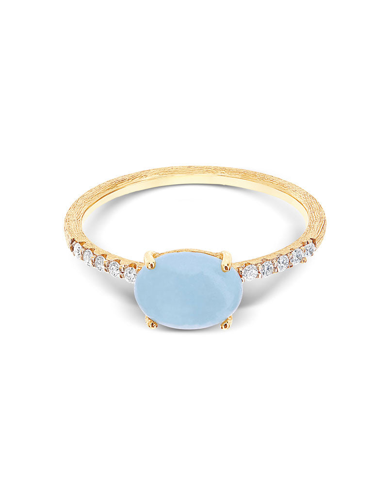 Nanis Anello "DANCING AZURE" impilabile in oro, diamanti e acquamarina (medi – Nanis Italian Jewels Sottocosto