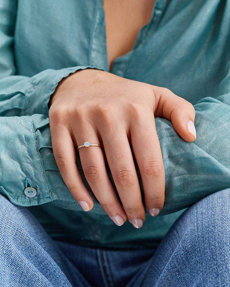 Nanis Anello "DANCING AZURE" impilabile in oro, diamanti e acquamarina (picc – Nanis Italian Jewels Convenienza