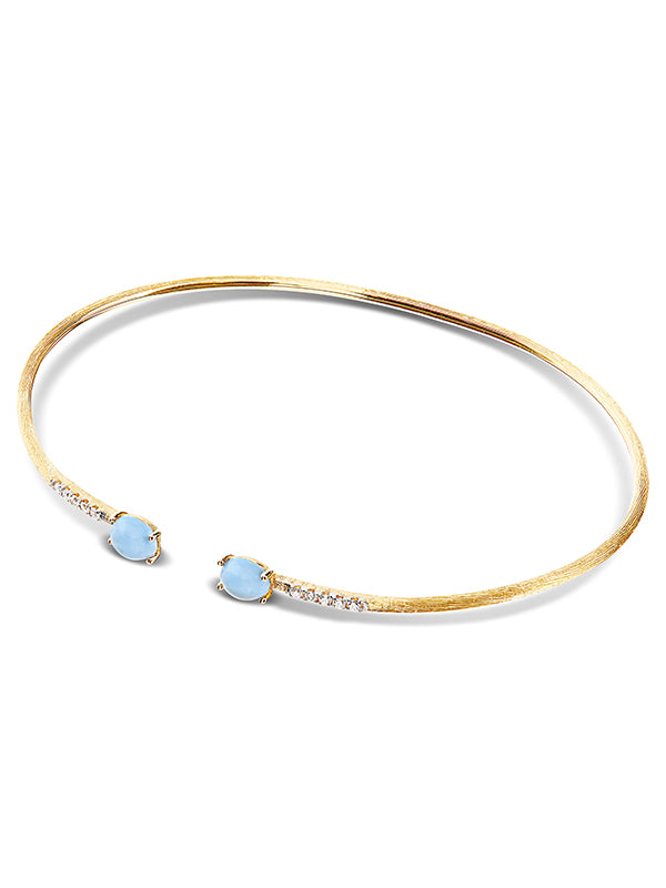 Nanis Bracciale a schiava "DANCING AZURE" inciso a mano in oro, diamanti e a – Nanis Italian Jewels Sconto