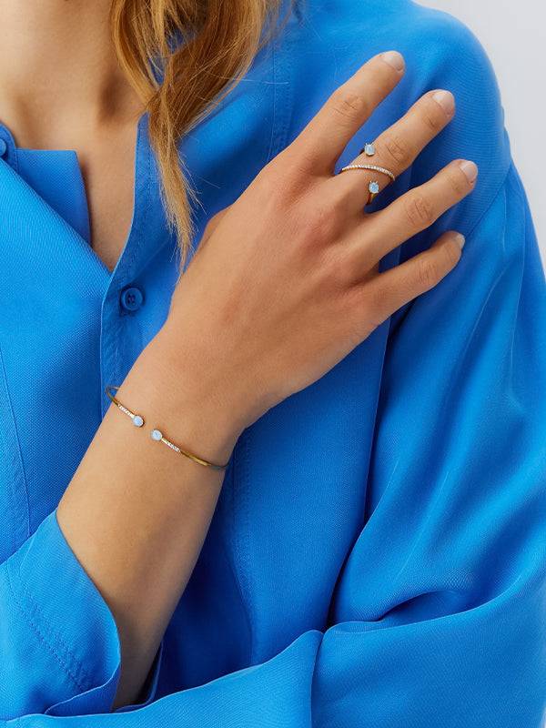 Nanis Bracciale a schiava "DANCING AZURE" inciso a mano in oro, diamanti e a – Nanis Italian Jewels Sconto