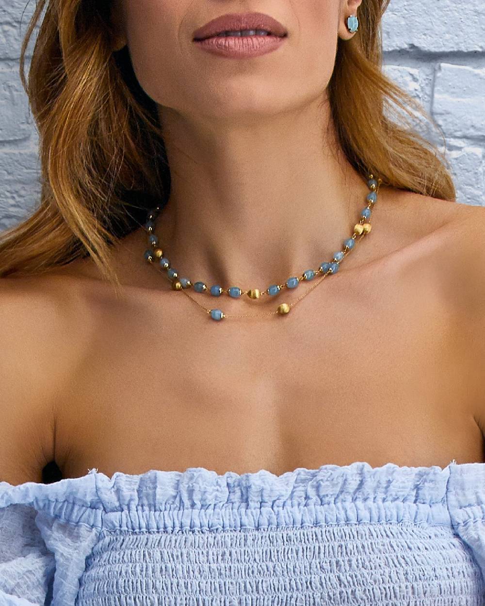 Nanis Collana "DANCING AZURE" 3 in 1 in oro e acquamarina – Nanis Italian Jewels Offerta