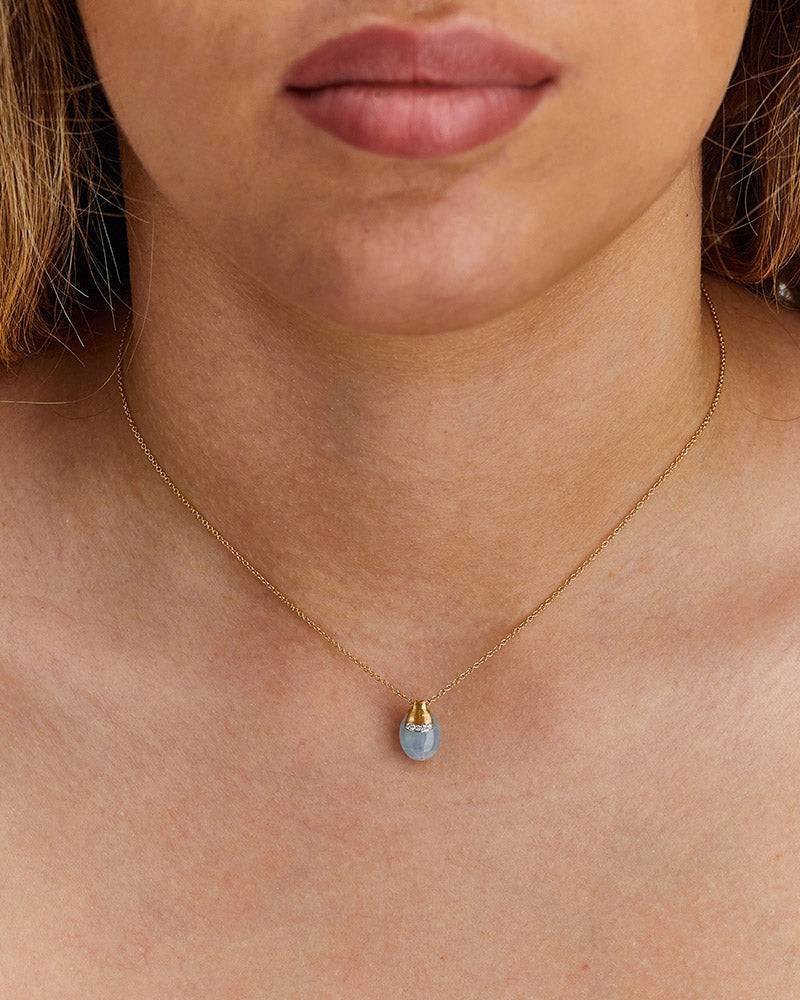 Nanis Collana "DANCING AZURE" pendente con ciondolo in oro, diamanti e acqua – Nanis Italian Jewels Online