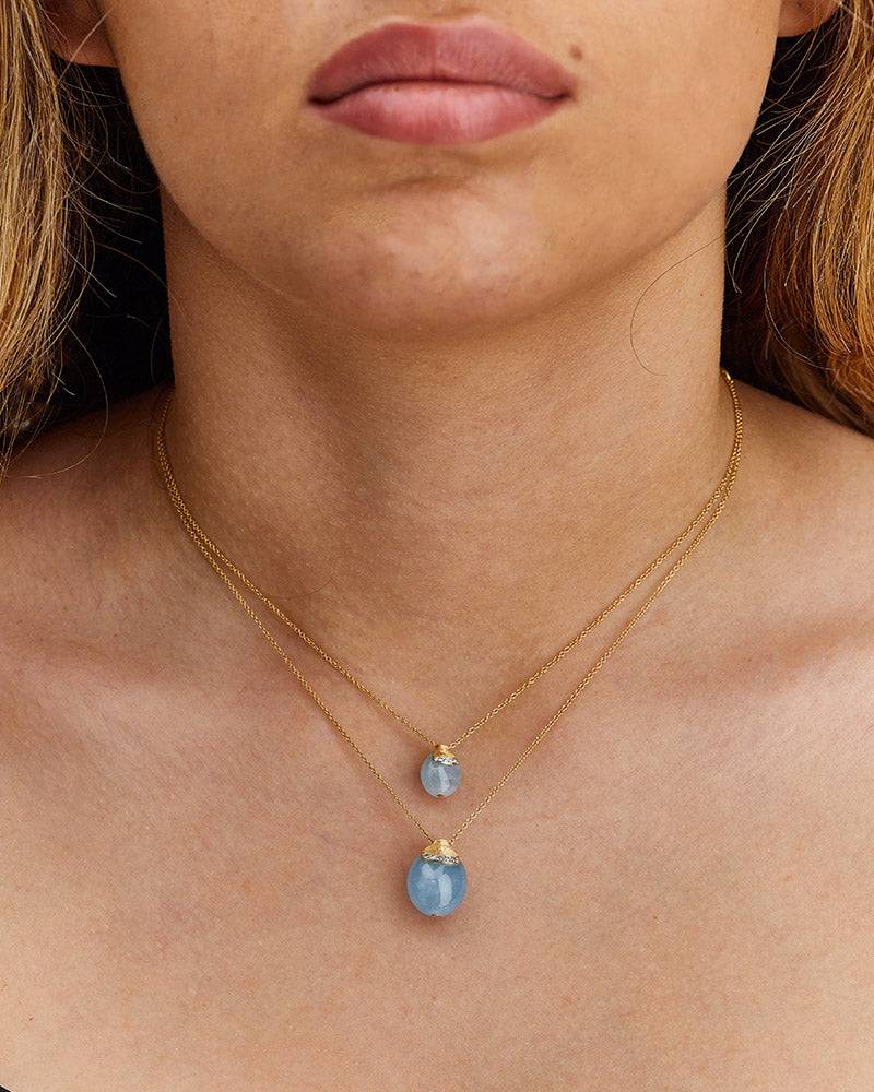 Nanis Collana "DANCING AZURE" pendente con ciondolo in oro, diamanti e acqua – Nanis Italian Jewels Online