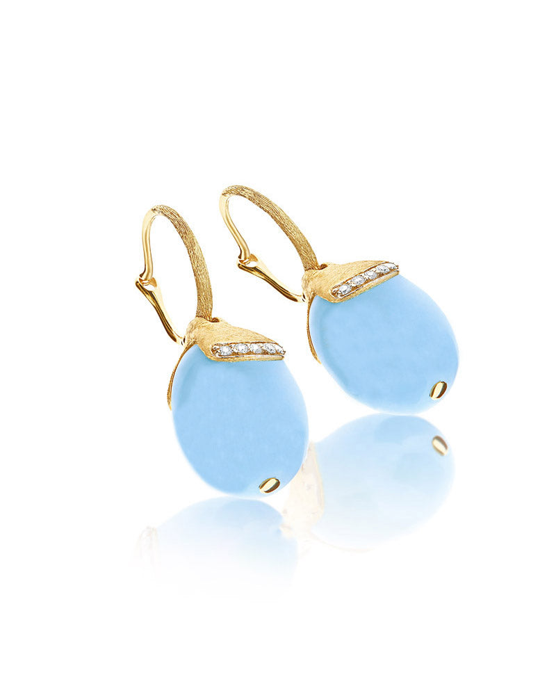 Nanis Orecchini ciliegine "AZURE" pendenti in oro, acquamarina milk e dettag – Nanis Italian Jewels Outlet