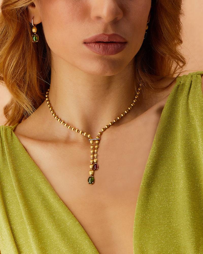 Nanis Collana "DANCING TOURMALINES" in oro, diamanti, tormaline rosa e verdi – Nanis Italian Jewels Saldi