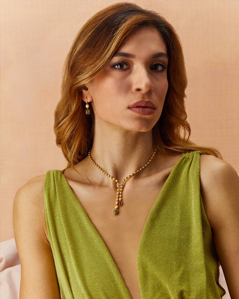 Nanis Collana "DANCING TOURMALINES" in oro, diamanti, tormaline rosa e verdi – Nanis Italian Jewels Saldi
