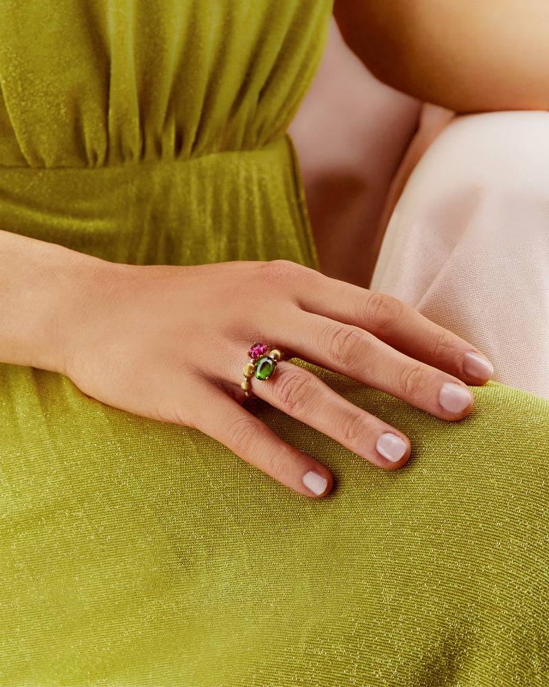Nanis Anello contrariè "DANCING TOURMALINES" in oro, diamanti, tormaline ros – Nanis Italian Jewels Offerte