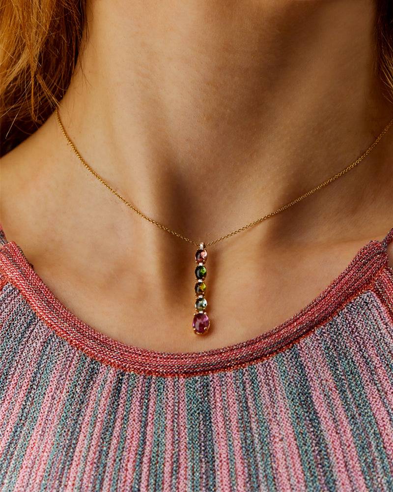 Nanis Collana "DANCING TOURMALINES" con pendente in oro, diamanti e tormalin – Nanis Italian Jewels Vendita Calda