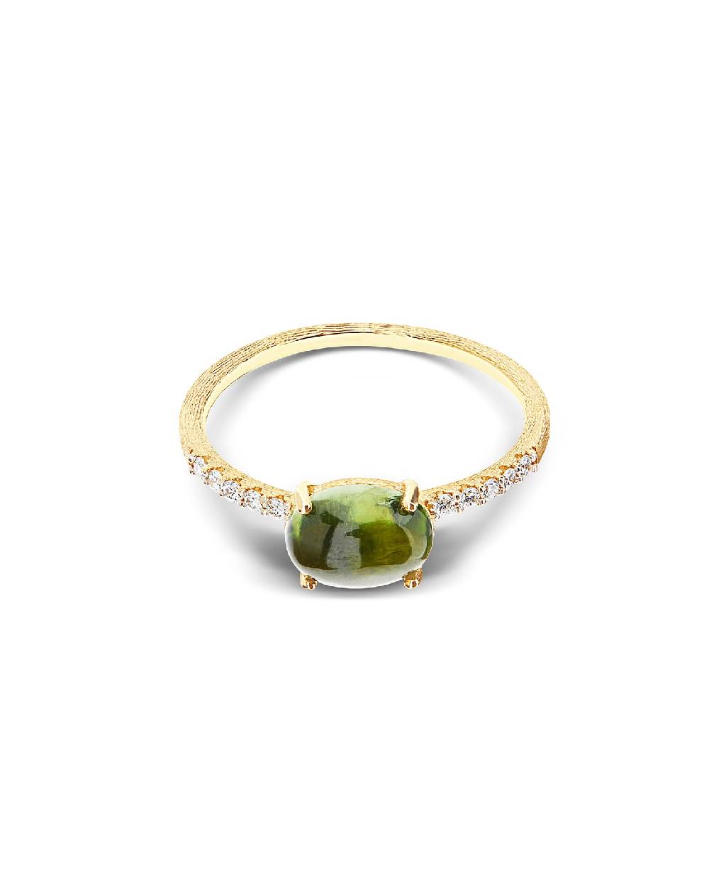 Nanis Anello "DANCING TOURMALINES" in oro, diamanti e tormalina verde (medio – Nanis Italian Jewels 2025