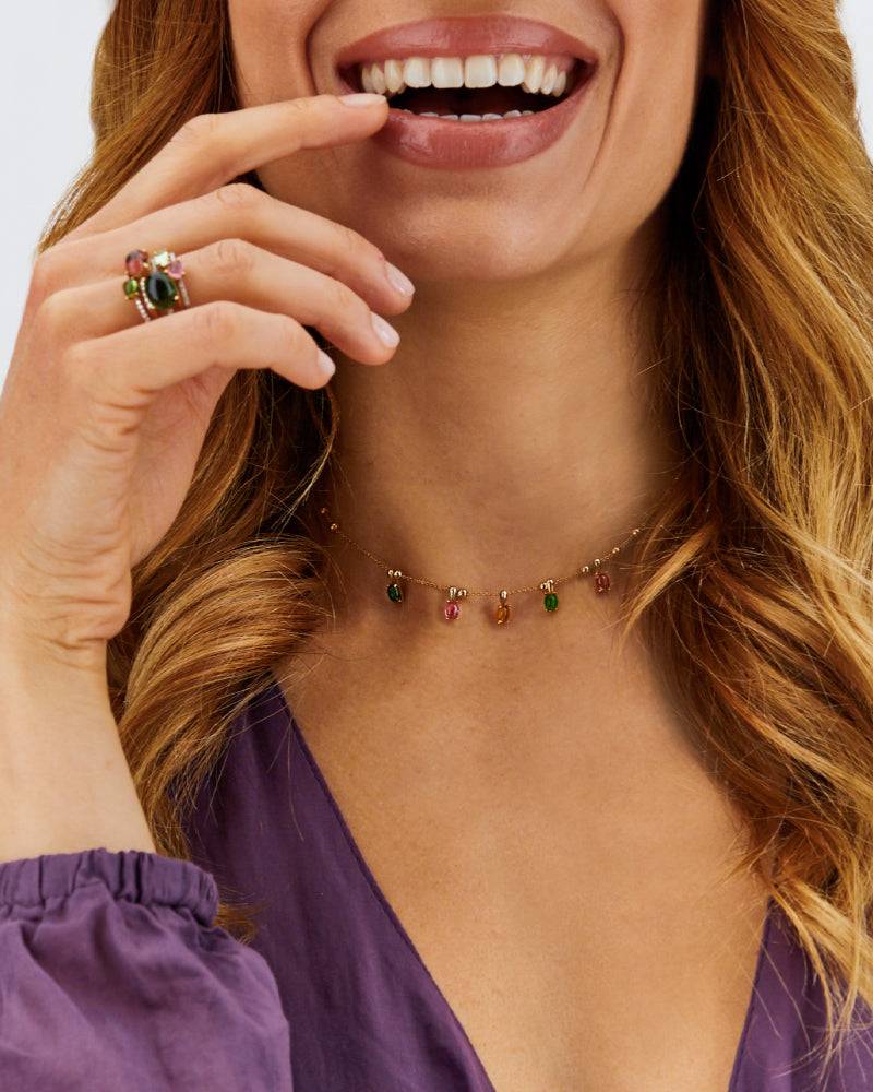 Nanis Collana girocollo "DANCING TOURMALINES" in oro e tormaline colorate – Nanis Italian Jewels Promozione