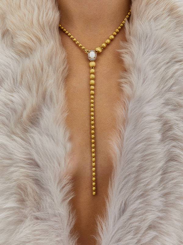 Nanis Collana a Y "DANCING REVERSE" double face in oro, zaffiri rosa, rubini – Nanis Italian Jewels Promozione Limitata
