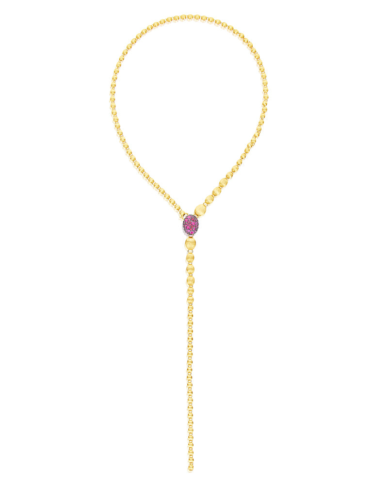 Nanis Collana a Y "DANCING REVERSE" double face in oro, zaffiri rosa, rubini – Nanis Italian Jewels Promozione Limitata