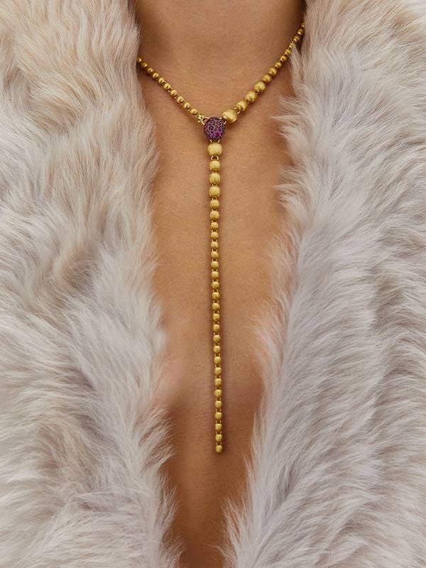 Nanis Collana a Y "DANCING REVERSE" double face in oro, zaffiri rosa, rubini – Nanis Italian Jewels Promozione Limitata