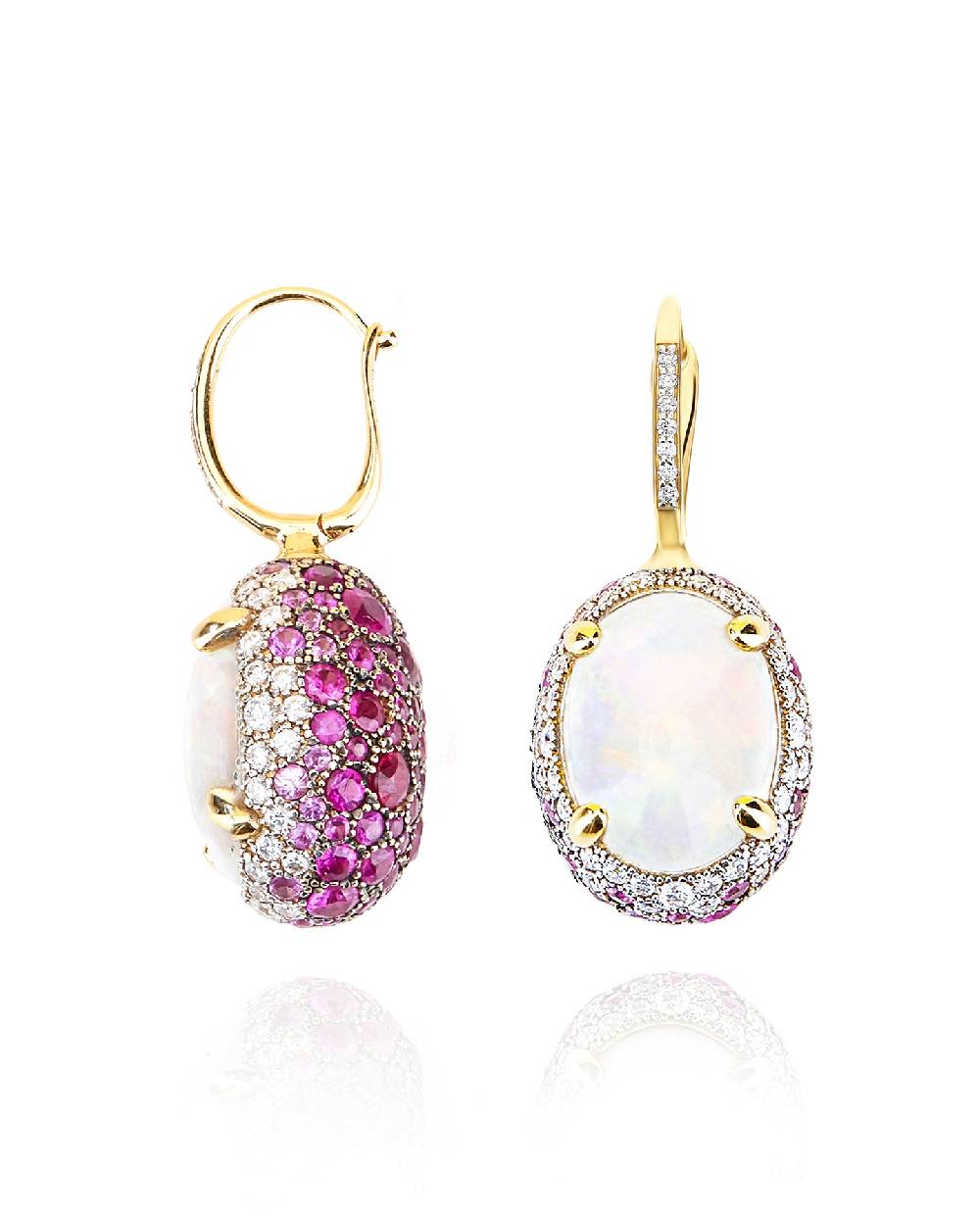 Nanis Orecchini CILIEGINE "DANCING REVERSE" double face in oro, zaffiri rosa – Nanis Italian Jewels Shopping Online