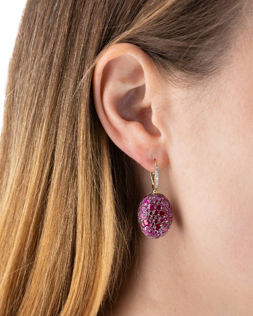 Nanis Orecchini CILIEGINE "DANCING REVERSE" double face in oro, zaffiri rosa – Nanis Italian Jewels Shopping Online