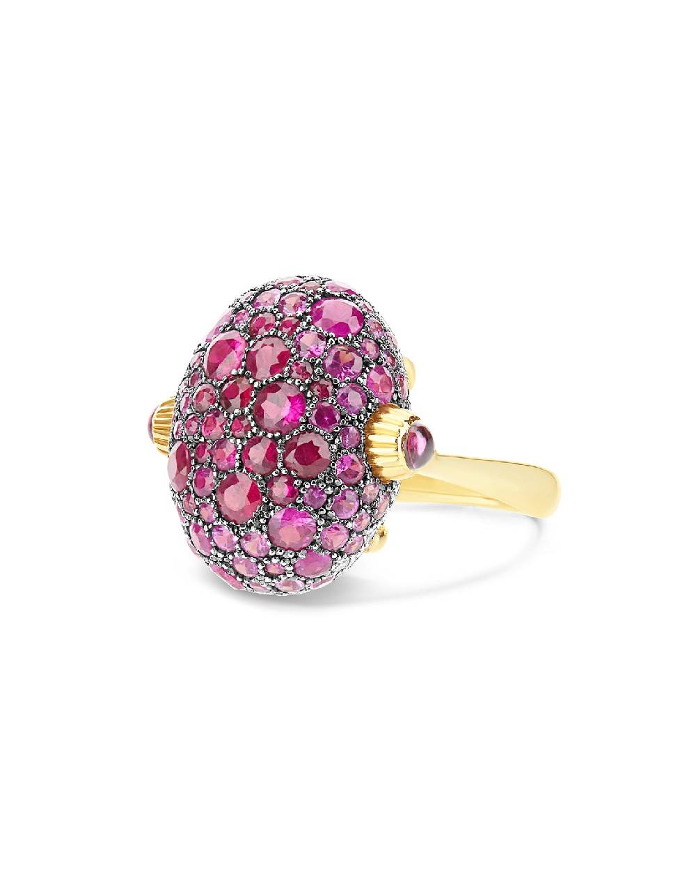 Nanis Anello "DANCING REVERSE" double face in oro, zaffiri rosa, rubini, opa – Nanis Italian Jewels Sottocosto