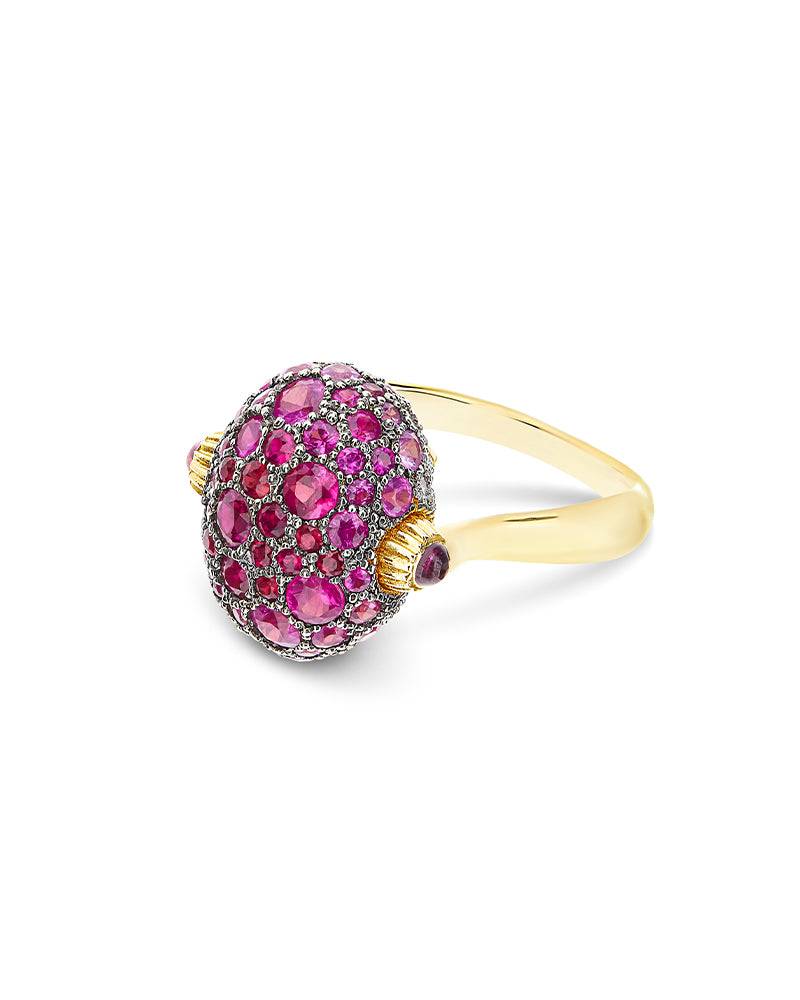 Nanis Anello "DANCING REVERSE" double face in oro, zaffiri rosa, rubini, opa – Nanis Italian Jewels Convenienza