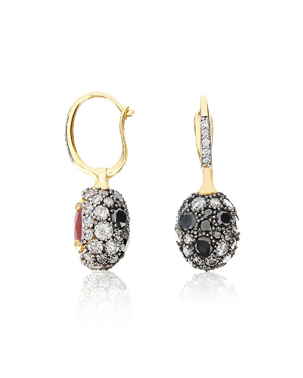 Nanis Orecchini CILIEGINE "DANCING REVERSE" double face in oro, rubini, diam – Nanis Italian Jewels Outlet