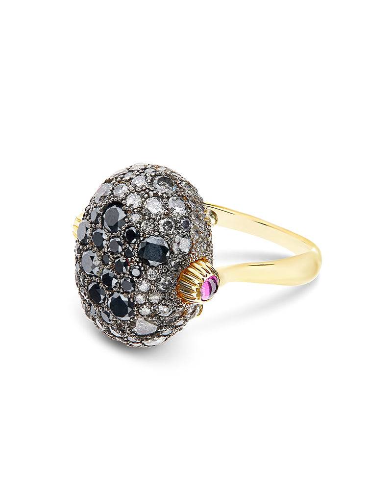 Nanis Anello "DANCING REVERSE" double face in oro, rubini, diamanti e crista – Nanis Italian Jewels In Vendita