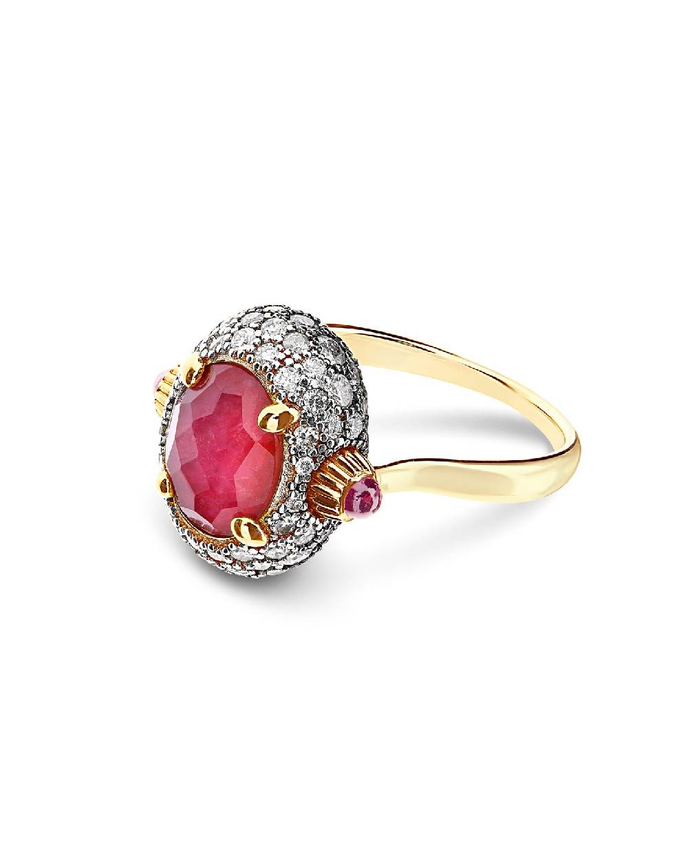 Nanis Anello "DANCING REVERSE" double face in oro, rubini, diamanti e crista – Nanis Italian Jewels