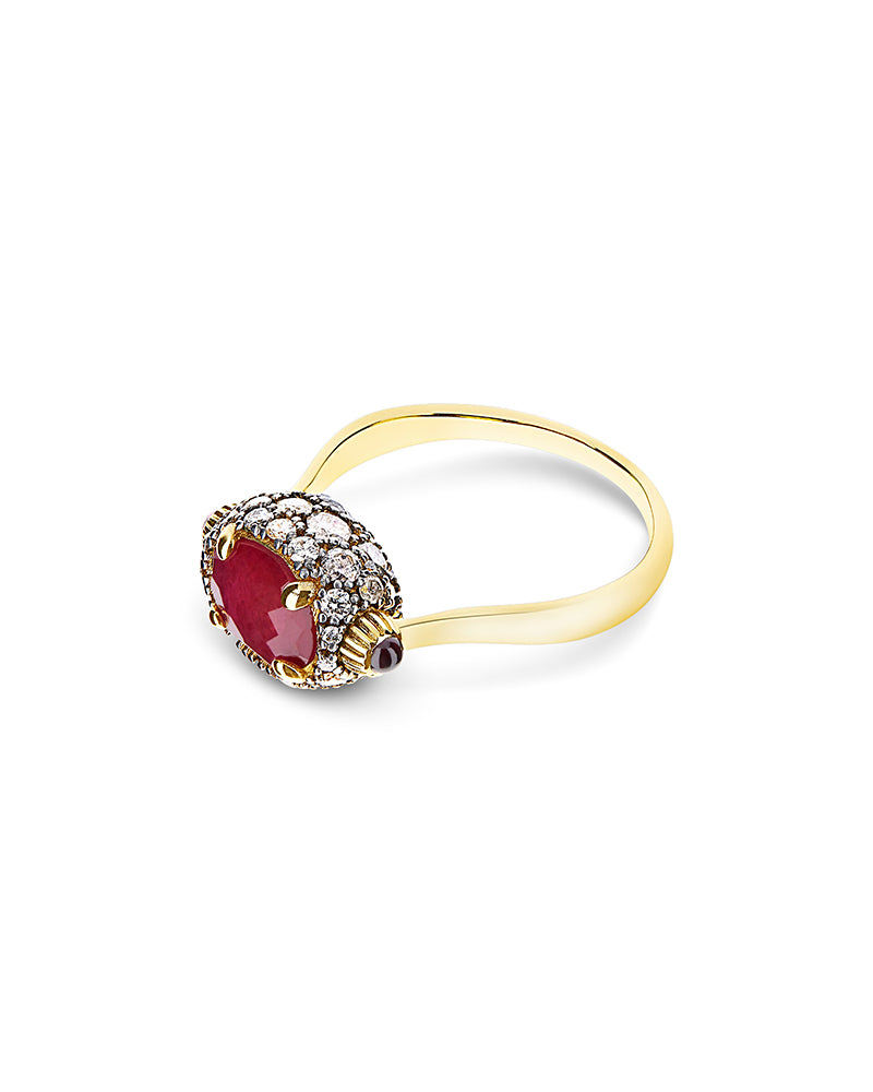 Nanis Anello "DANCING REVERSE" double face in oro, rubini, diamanti e crista – Nanis Italian Jewels