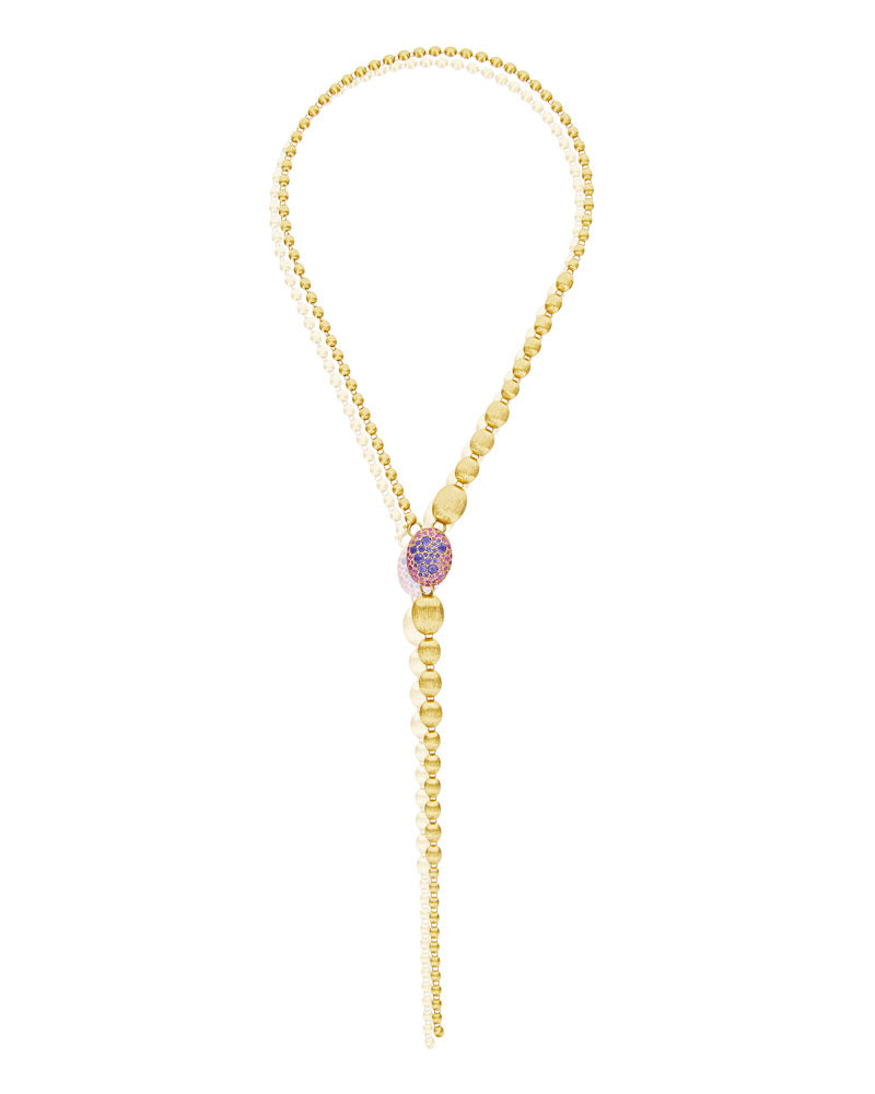 Nanis Collana a Y "DANCING REVERSE" double face in oro, zaffiri, tsavorite, – Nanis Italian Jewels Vendita Calda