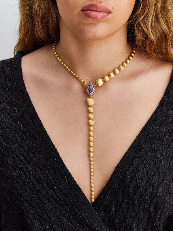 Nanis Collana a Y "DANCING REVERSE" double face in oro, zaffiri, tsavorite, – Nanis Italian Jewels Vendita Calda