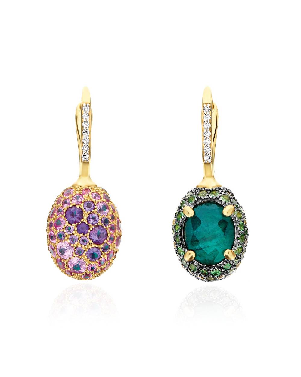 Nanis Orecchini CILIEGINE "DANCING REVERSE" double face in oro, diamanti, ts – Nanis Italian Jewels