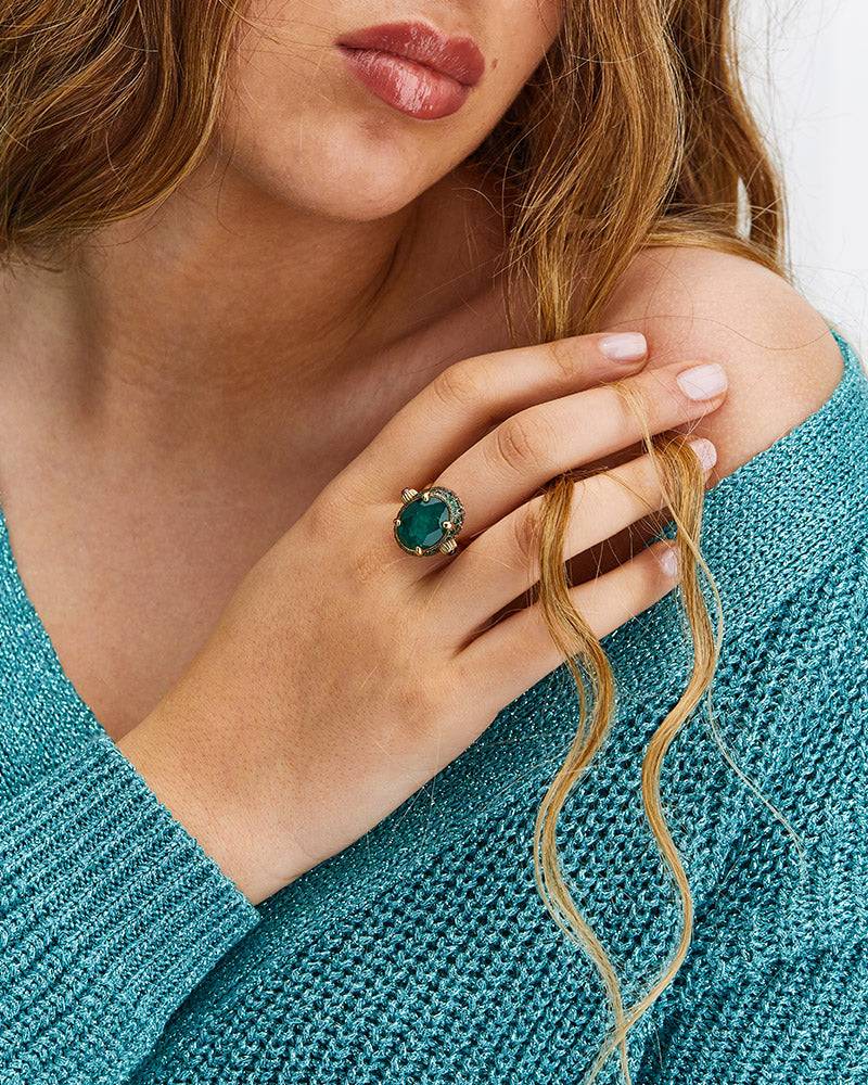 Nanis Anello "DANCING REVERSE" double face in oro, diamanti, tsavorite, amet – Nanis Italian Jewels In Saldo