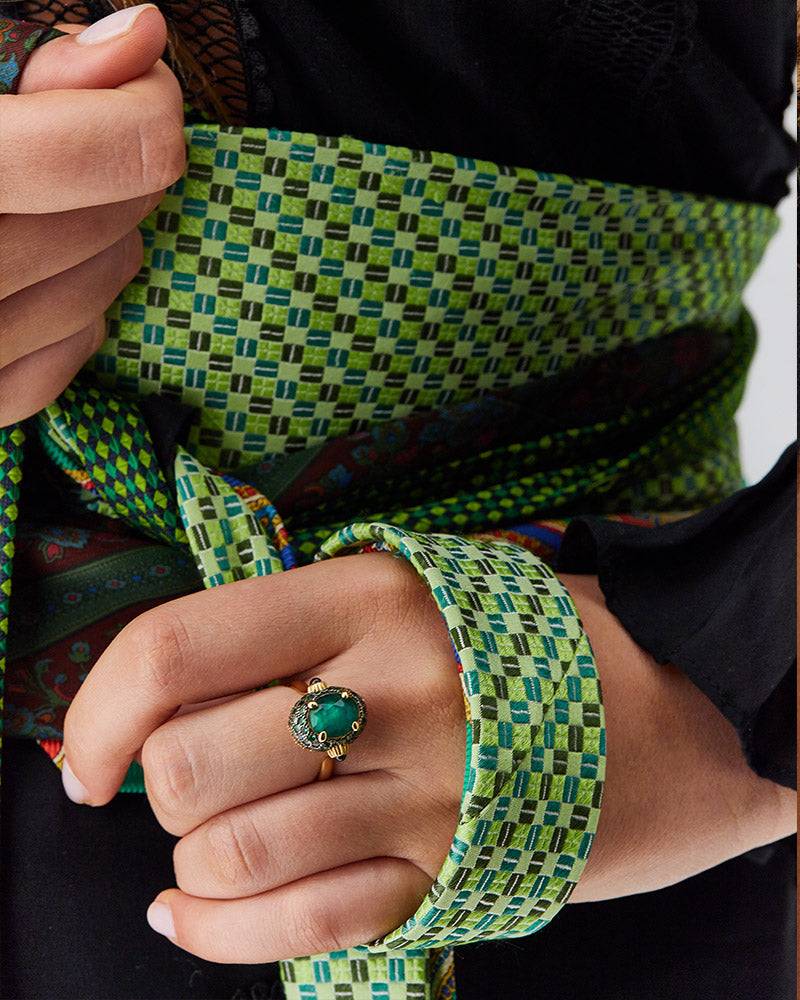 Nanis Anello "DANCING REVERSE" double face in oro, diamanti, tsavorite, amet – Nanis Italian Jewels Soddisfazione Garantita