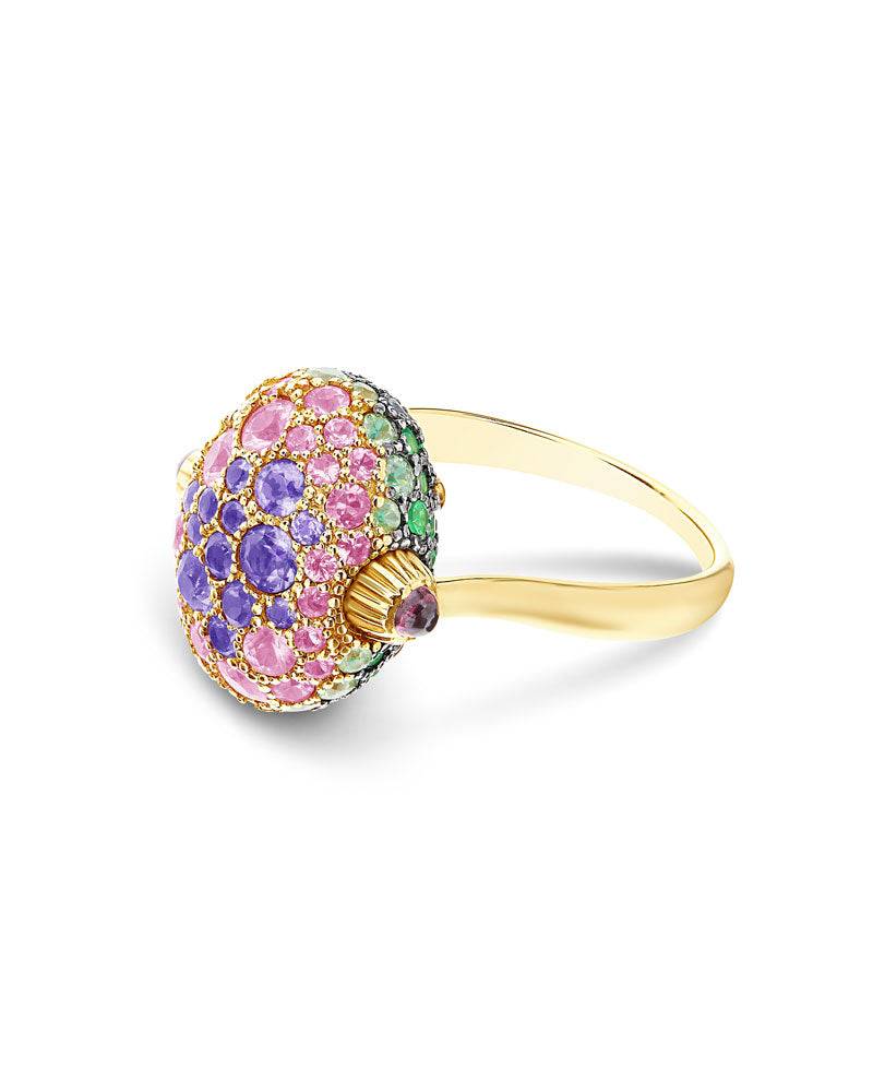 Nanis Anello "DANCING REVERSE" double face in oro, diamanti, tsavorite, amet – Nanis Italian Jewels Soddisfazione Garantita
