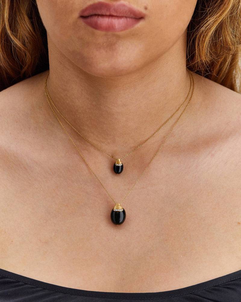 Nanis Collana "DANCING MYSTERY BLACK" pendente in oro con boule in onice ner – Nanis Italian Jewels Qualità