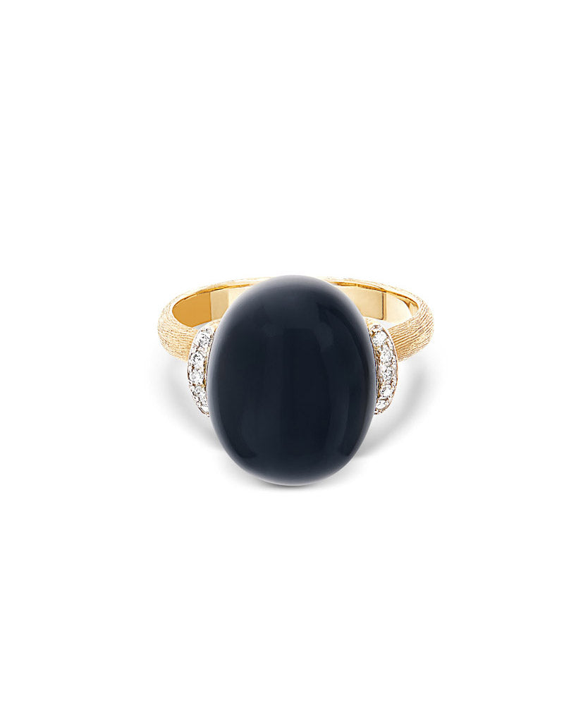 Nanis Anello "DANCING MYSTERY BLACK" con boule in oro, diamanti e onice nero – Nanis Italian Jewels Pezzi Unici